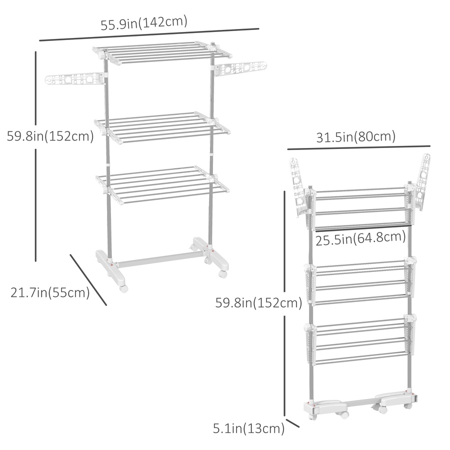 Image 981122_ALTMORE27.jpg, Product 981-122 / Price $59.99 - $73.99, HOMCOM Clothes Drying Rack with Side Wings for Indoor Outdoor from HOMCOM on TSC.ca's Home & Garden department