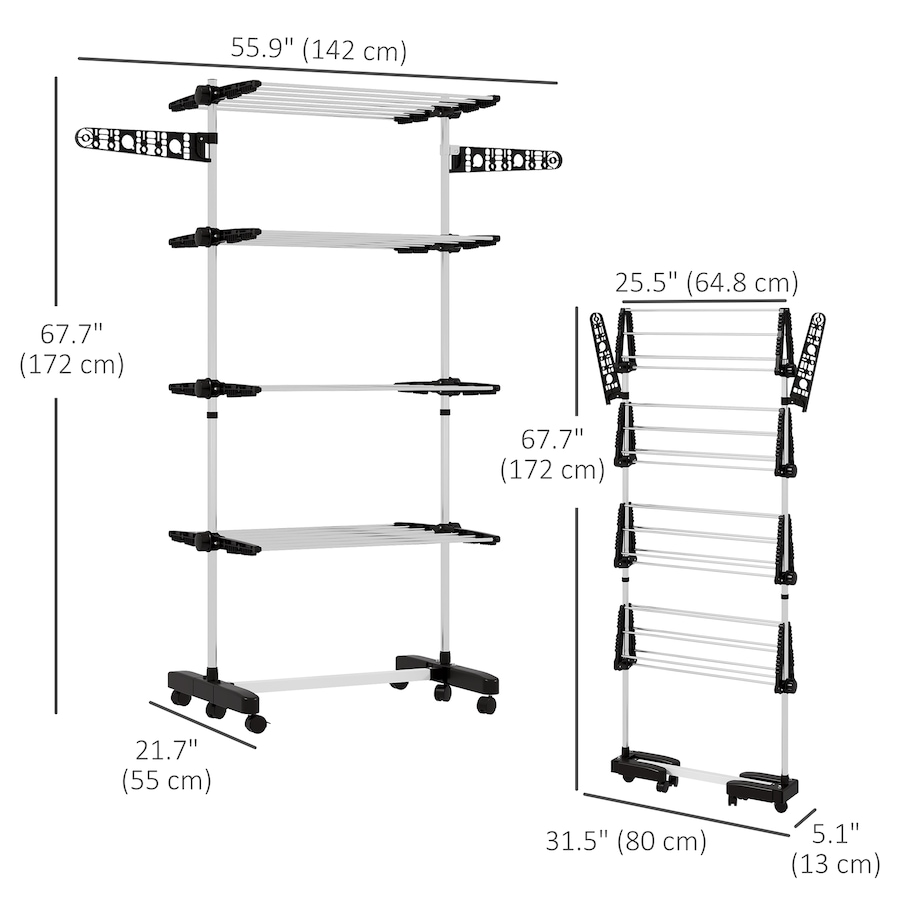 Image 981122_ALTMORE43.jpg, Product 981-122 / Price $59.99 - $73.99, HOMCOM Clothes Drying Rack with Side Wings for Indoor Outdoor from HOMCOM on TSC.ca's Home & Garden department