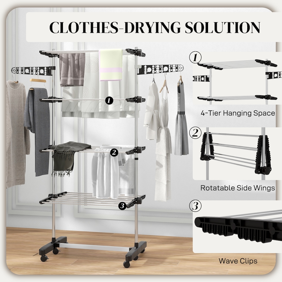 Image 981122_ALTMORE45.jpg, Product 981-122 / Price $59.99 - $73.99, HOMCOM Clothes Drying Rack with Side Wings for Indoor Outdoor from HOMCOM on TSC.ca's Home & Garden department