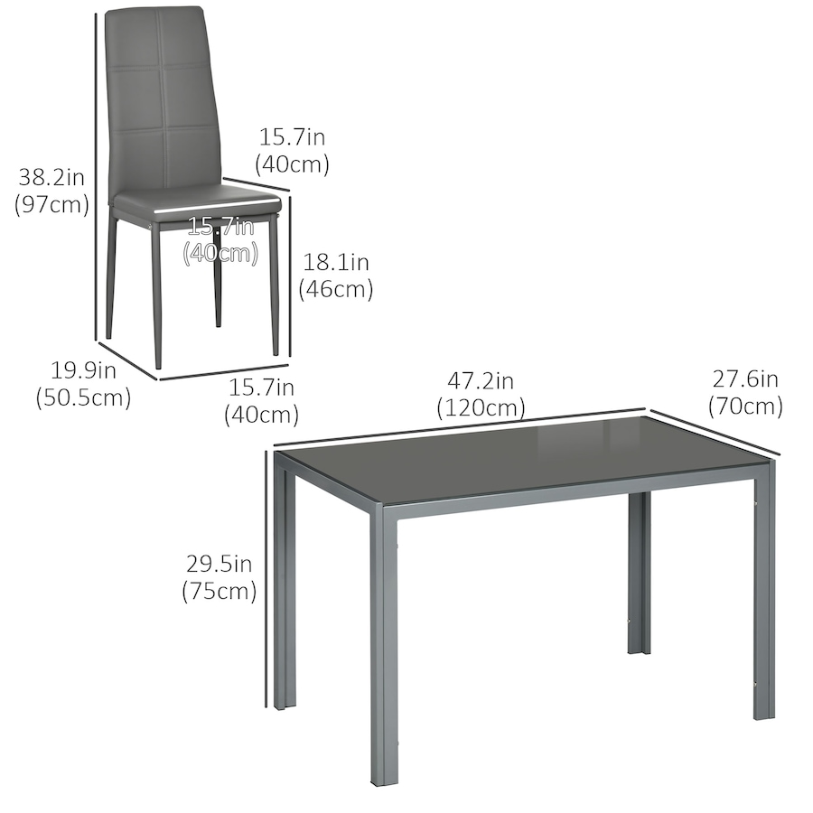 Image 981123_ALTMORE11.jpg, Product 981-123 / Price $284.99 - $318.26, HOMCOM Dining Table Set for 4, Rectangular Glass Kitchen Table With Chairs from HOMCOM on TSC.ca's Home & Garden department