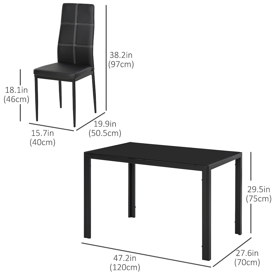 Image 981123_ALTMORE2.jpg, Product 981-123 / Price $284.99 - $318.26, HOMCOM Dining Table Set for 4, Rectangular Glass Kitchen Table With Chairs from HOMCOM on TSC.ca's Home & Garden department