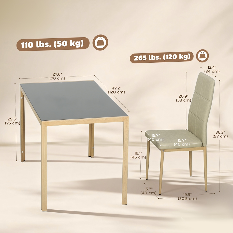 Image 981123_ALTMORE27.jpg, Product 981-123 / Price $284.99 - $318.26, HOMCOM Dining Table Set for 4, Rectangular Glass Kitchen Table With Chairs from HOMCOM on TSC.ca's Home & Garden department