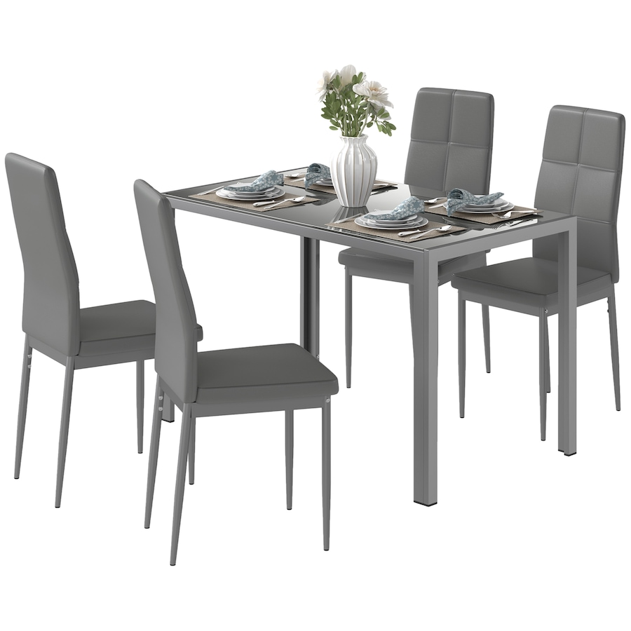 Image 981123_ST02.jpg, Product 981-123 / Price $284.99 - $318.26, HOMCOM Dining Table Set for 4, Rectangular Glass Kitchen Table With Chairs from HOMCOM on TSC.ca's Home & Garden department