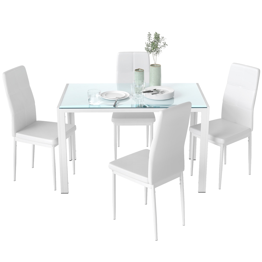 Image 981123_ST03.jpg, Product 981-123 / Price $284.99 - $318.26, HOMCOM Dining Table Set for 4, Rectangular Glass Kitchen Table With Chairs from HOMCOM on TSC.ca's Home & Garden department