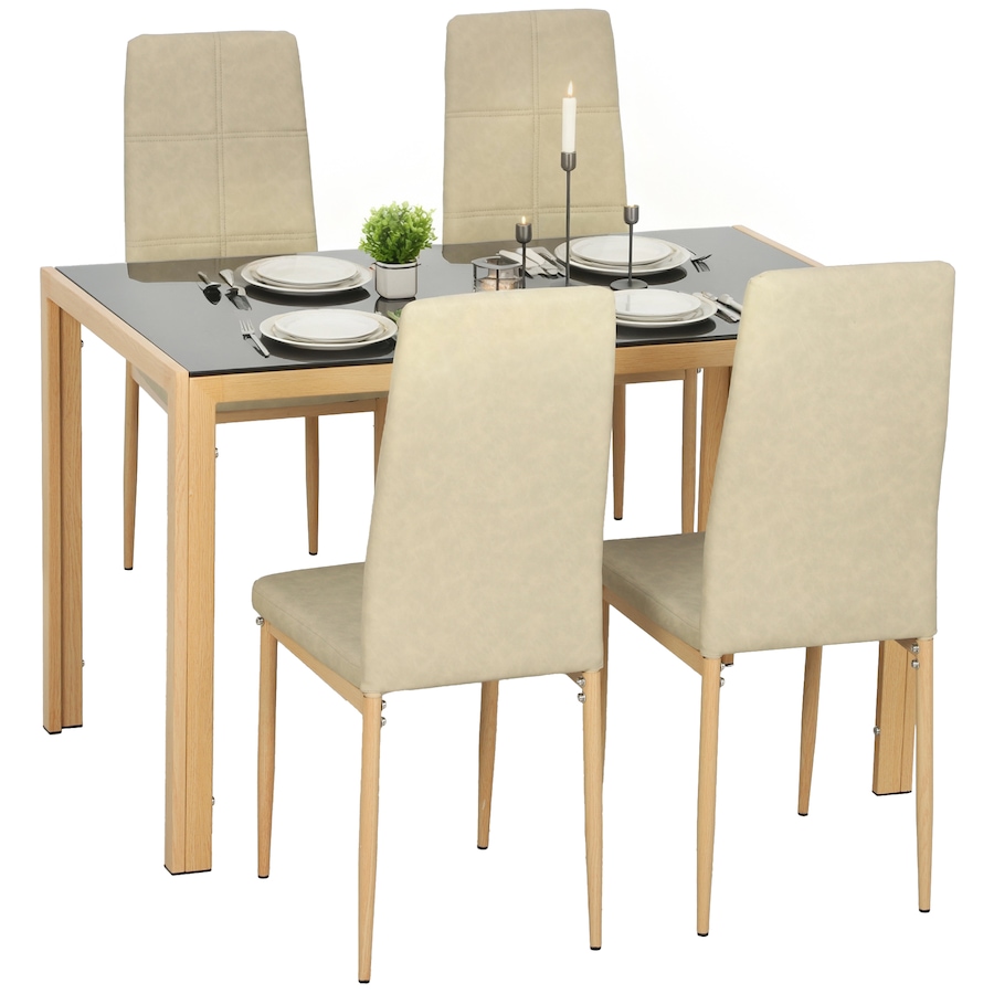 Image 981123_ST04.jpg, Product 981-123 / Price $284.99 - $318.26, HOMCOM Dining Table Set for 4, Rectangular Glass Kitchen Table With Chairs from HOMCOM on TSC.ca's Home & Garden department