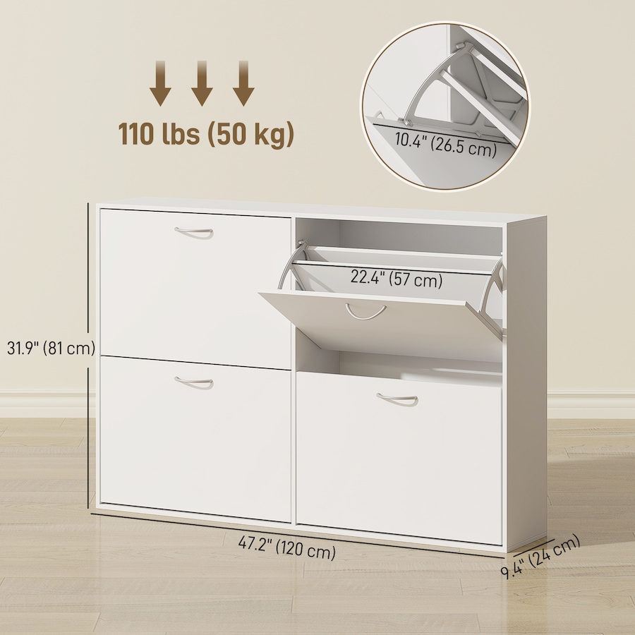 Image 981125_ALTMORE11.jpg, Product 981-125 / Price $164.99, Flip Down Shoe Shelf Wooden Multi Cabinet Drawer Organizer Living Room from HOMCOM on TSC.ca's Home & Garden department