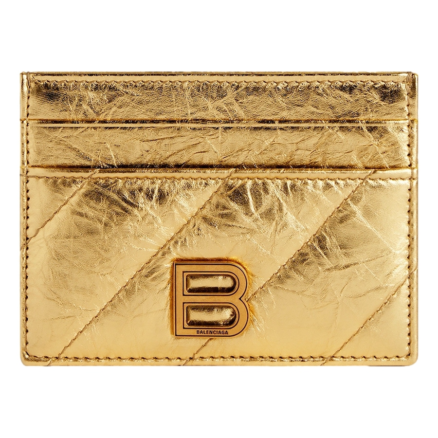 Image 981150.jpg, Product 981-150 / Price $509.00, Balenciaga Crush Quilted Metallic Gold Leather Card Holder Wallet Gold Hardware from Balenciaga on TSC.ca's Fashion department