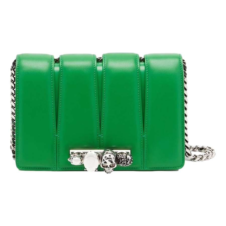 Image 981166.jpg, Product 981-166 / Price $3,816.00, Alexander McQueen The Slash Skull Ring Clutch Bright Green Smooth Leather Silver Hardware from Alexander McQueen on TSC.ca's Fashion department