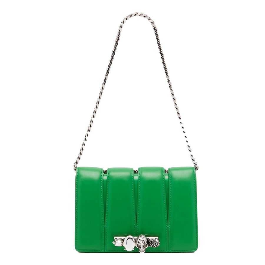 Image 981166_ALTMORE1.jpg, Product 981-166 / Price $3,816.00, Alexander McQueen The Slash Skull Ring Clutch Bright Green Smooth Leather Silver Hardware from Alexander McQueen on TSC.ca's Fashion department