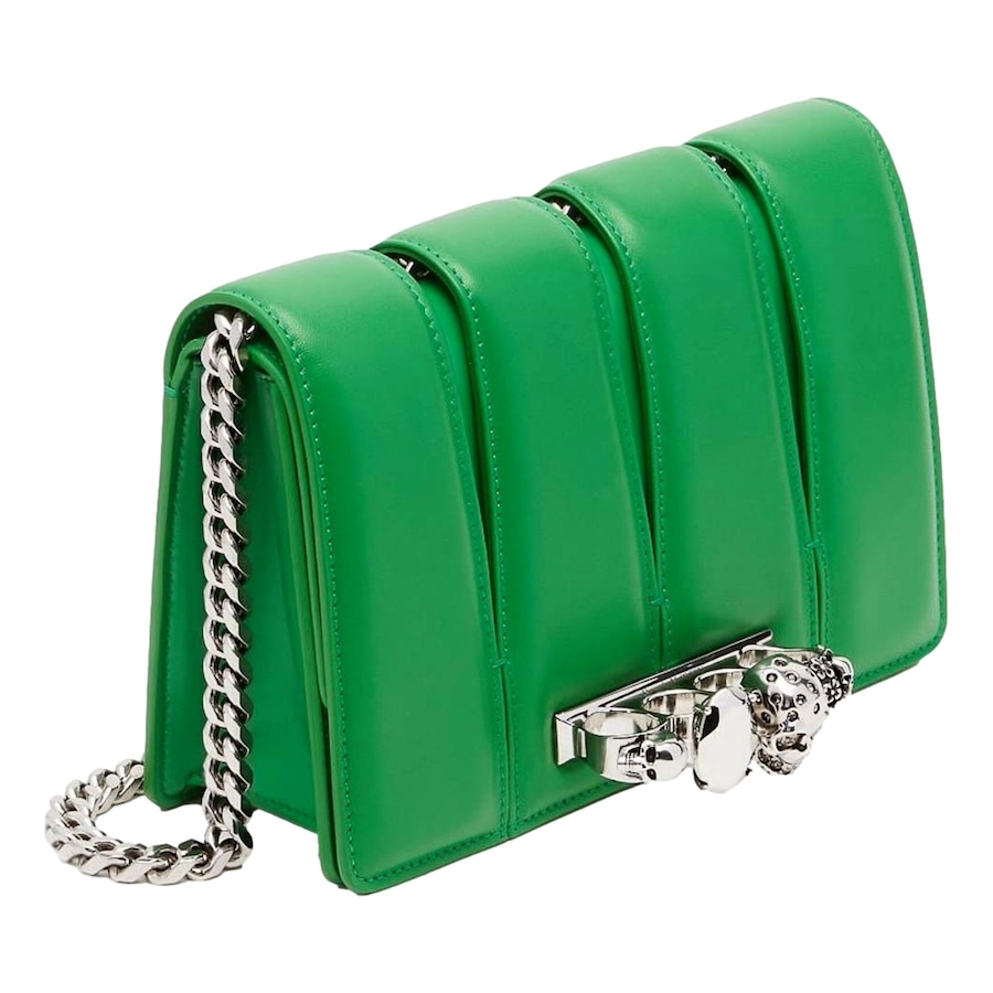 Image 981166_ALTMORE2.jpg, Product 981-166 / Price $3,816.00, Alexander McQueen The Slash Skull Ring Clutch Bright Green Smooth Leather Silver Hardware from Alexander McQueen on TSC.ca's Fashion department