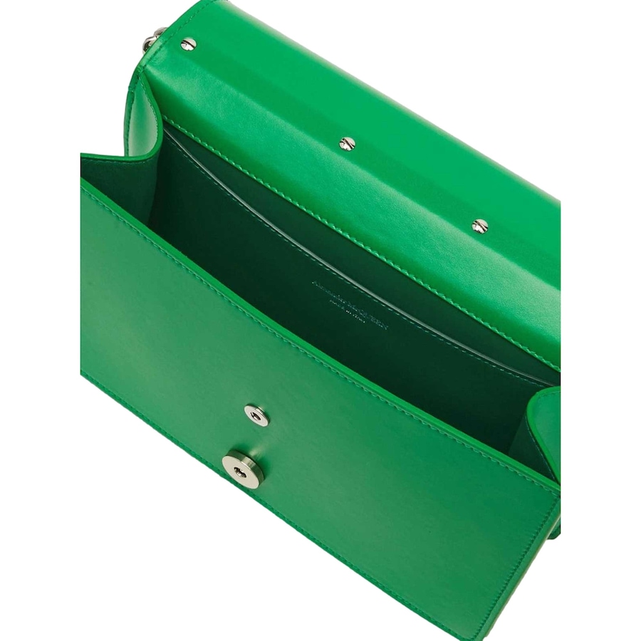 Image 981166_ALTMORE3.jpg, Product 981-166 / Price $3,816.00, Alexander McQueen The Slash Skull Ring Clutch Bright Green Smooth Leather Silver Hardware from Alexander McQueen on TSC.ca's Fashion department