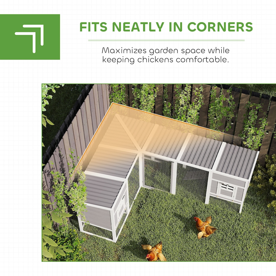 Image 981176_ALTMORE3.jpg, Product 981-176 / Price $349.99, PawHut 99"L Wooden Chicken Coop, L-Shaped Rabbit Hutch with Run from PawHut on TSC.ca's Home & Garden department