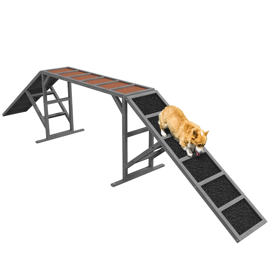 Image 981180.jpg, Product 981-180 / Price $189.99, PawHut Dog Agility Equipment Ramp with Safety Bar, Non-slip Surface, Grey from PawHut on TSC.ca's Home & Garden department
