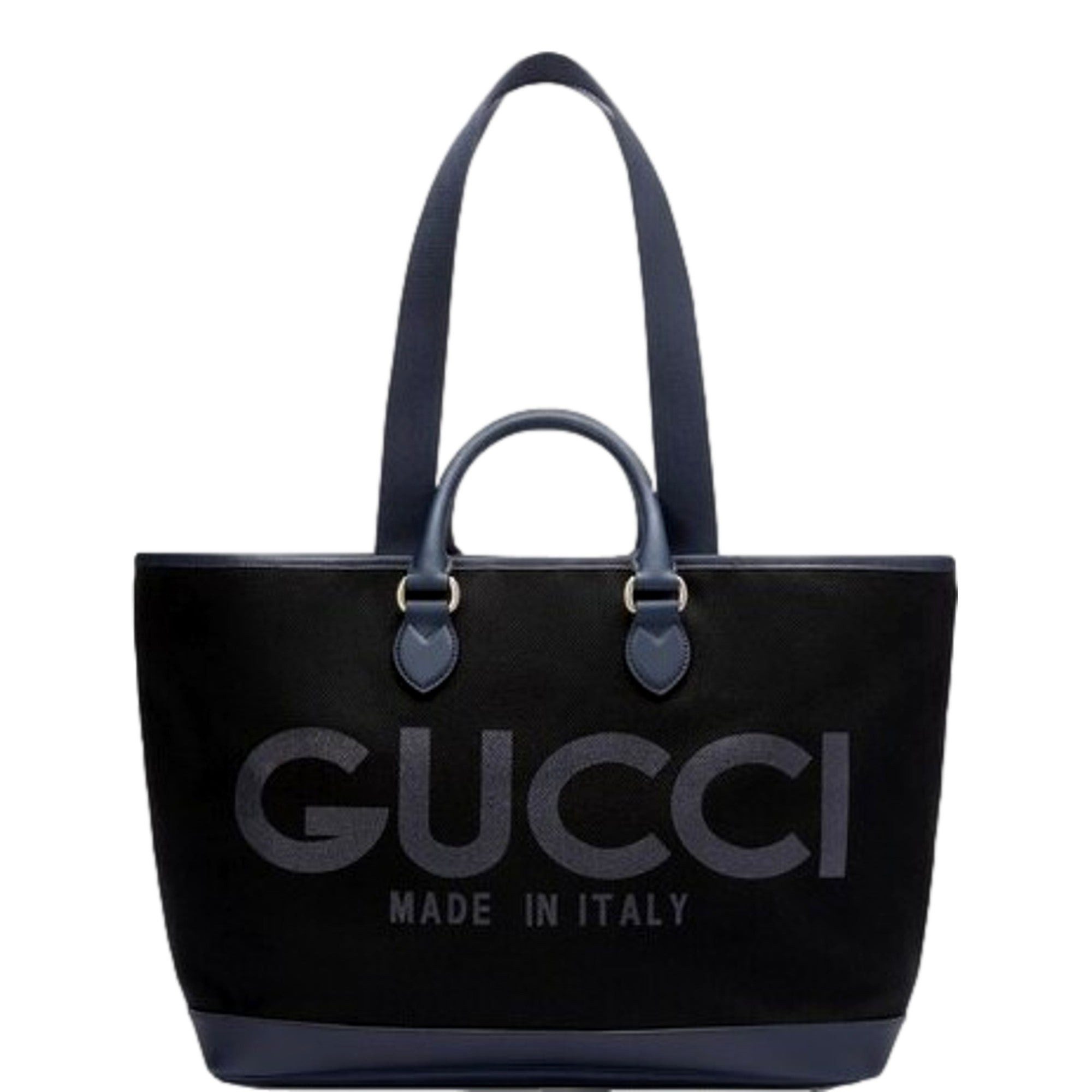 Gucci GG Supreme Canvas Black Navy Leather Large Tote Bag - TSC.ca