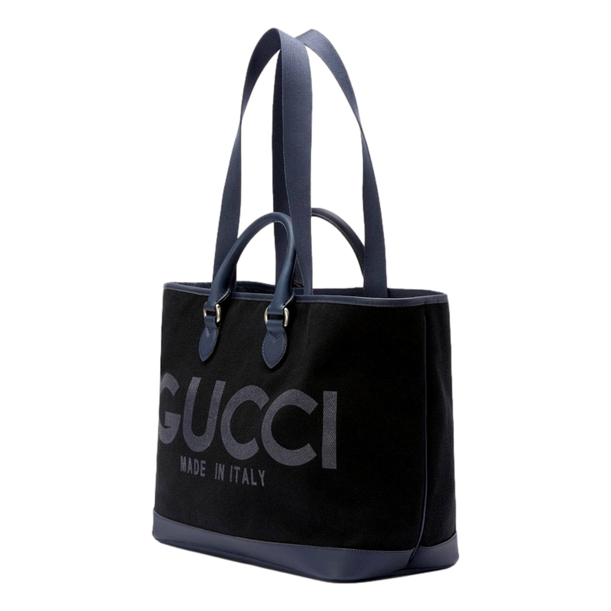 バッグ Gucci Shopper Tote Bag GG Navy 211137 Gucci GG Supreme Canvas Black Navy Leather Large Tote Bag - TSC.ca