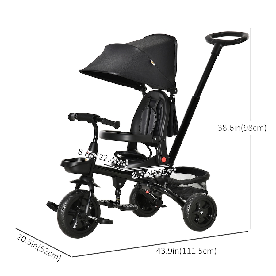 Image 981184_ALTMORE11.jpg, Product 981-184 / Price $124.99, Qaba 5 in 1 Baby Tricycle Trike w/ Reversible Adjustable Seat, Black from Qaba on TSC.ca's Toys & Hobbies department