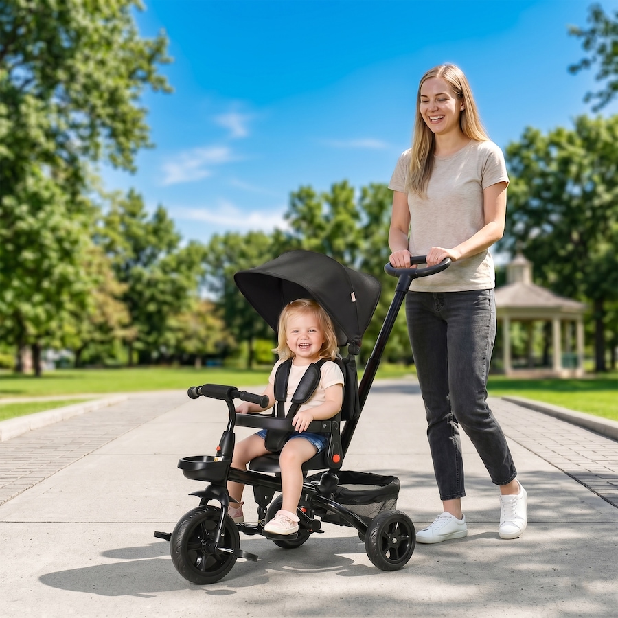 Image 981184_ALTMORE17.jpg, Product 981-184 / Price $124.99, Qaba 5 in 1 Baby Tricycle Trike w/ Reversible Adjustable Seat, Black from Qaba on TSC.ca's Toys & Hobbies department