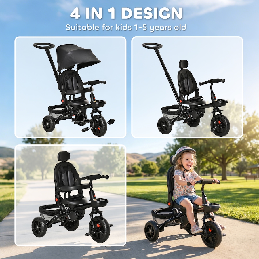 Image 981184_ALTMORE18.jpg, Product 981-184 / Price $124.99, Qaba 5 in 1 Baby Tricycle Trike w/ Reversible Adjustable Seat, Black from Qaba on TSC.ca's Toys & Hobbies department