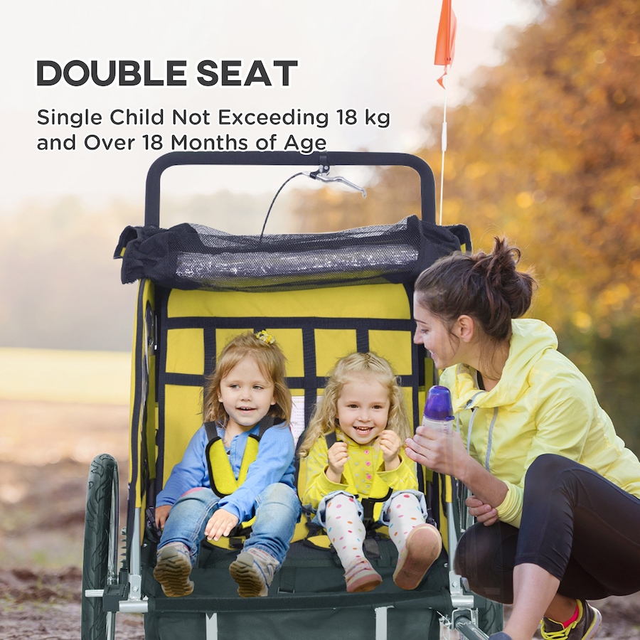 Image 981186_ALTMORE4.jpg, Product 981-186 / Price $209.99, Aosom 2-in-1 Bike Trailer for Kids, Foldable Baby Stroller Carrier, Yellow from Aosom on TSC.ca's Toys & Hobbies department