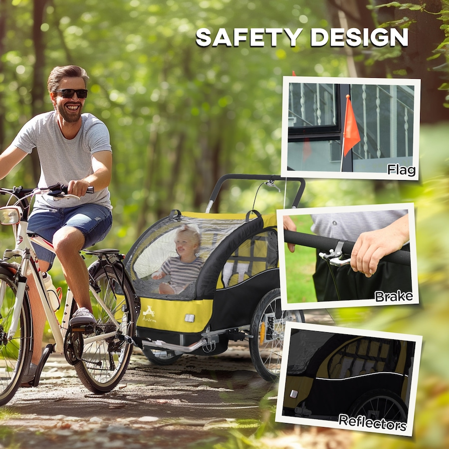 Image 981186_ALTMORE7.jpg, Product 981-186 / Price $209.99, Aosom 2-in-1 Bike Trailer for Kids, Foldable Baby Stroller Carrier, Yellow from Aosom on TSC.ca's Toys & Hobbies department
