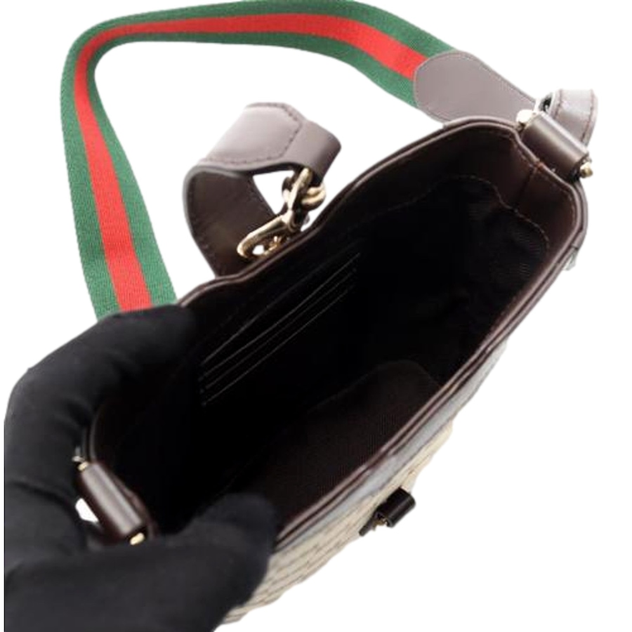Image 981216_ALTMORE2.jpg, Product 981-216 / Price $3,578.00, Gucci Original GG Canvas Web Stripe Mini Bucket Bag Beige Brown from Gucci on TSC.ca's Fashion department
