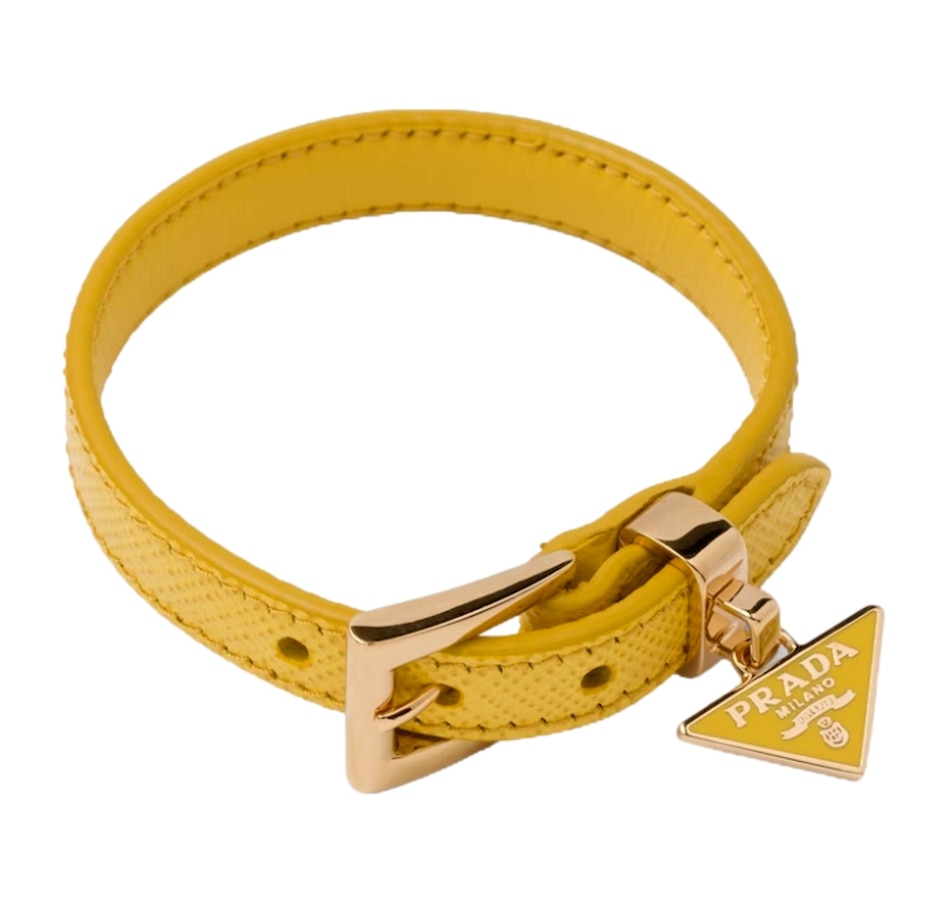 Image 981218.jpg, Product 981-218 / Price $771.00, Prada Saffiano Leather Thin Buckle Bracelet Yellow from Prada on TSC.ca's Fashion department