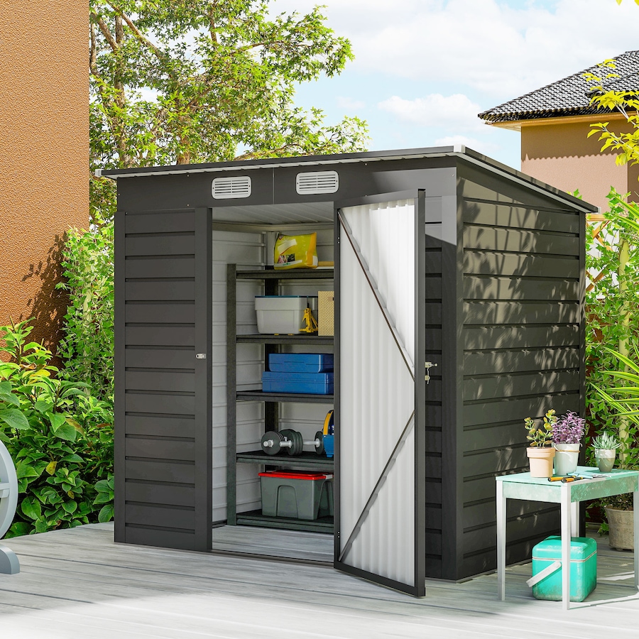 Image 982247_ALTMORE1.jpg, Product 982-247 / Price $309.99 - $319.99, Outsunny Outdoor Storage Shed, Galvanized Metal Garden Shed from Outsunny on TSC.ca's Home & Garden department