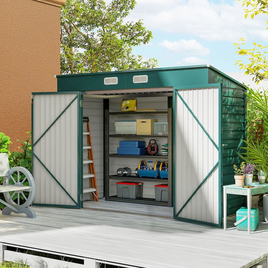 Image 982247_ALTMORE10.jpg, Product 982-247 / Price $309.99 - $319.99, Outsunny Outdoor Storage Shed, Galvanized Metal Garden Shed from Outsunny on TSC.ca's Home & Garden department