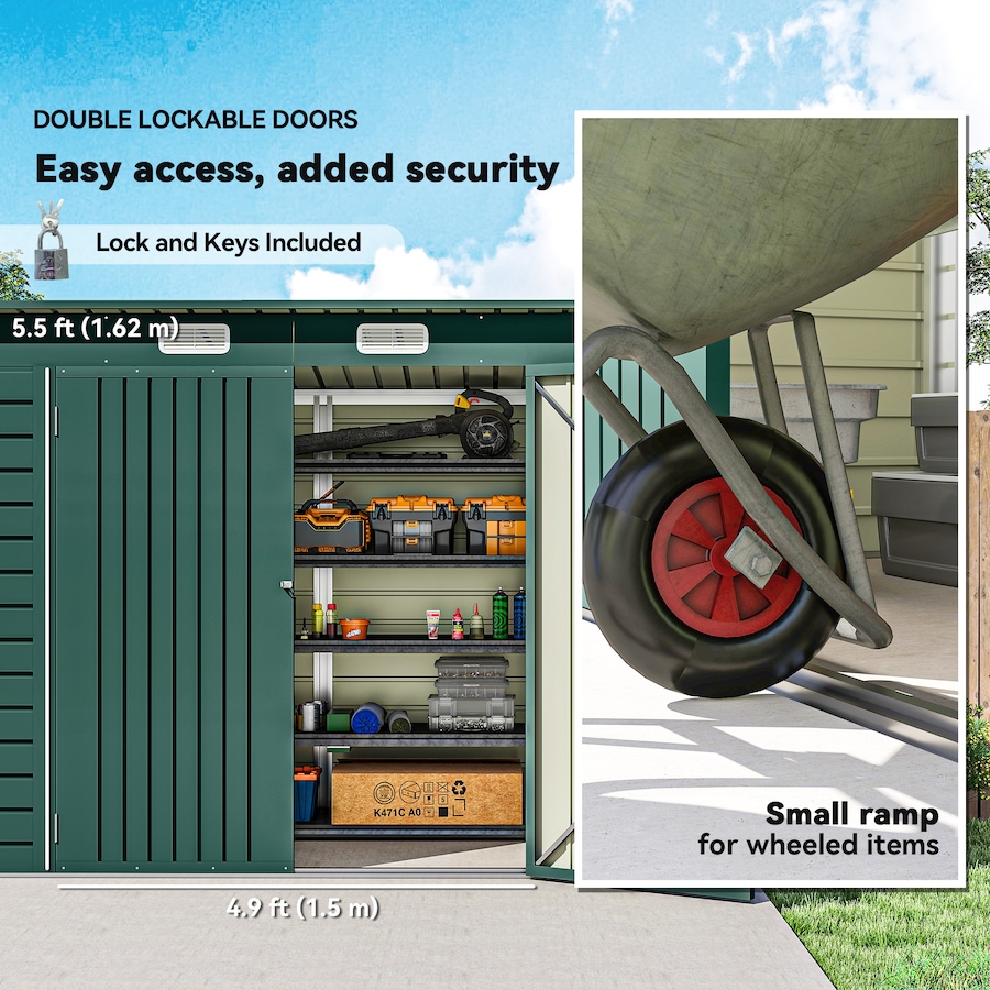 Image 982247_ALTMORE14.jpg, Product 982-247 / Price $309.99 - $319.99, Outsunny Outdoor Storage Shed, Galvanized Metal Garden Shed from Outsunny on TSC.ca's Home & Garden department