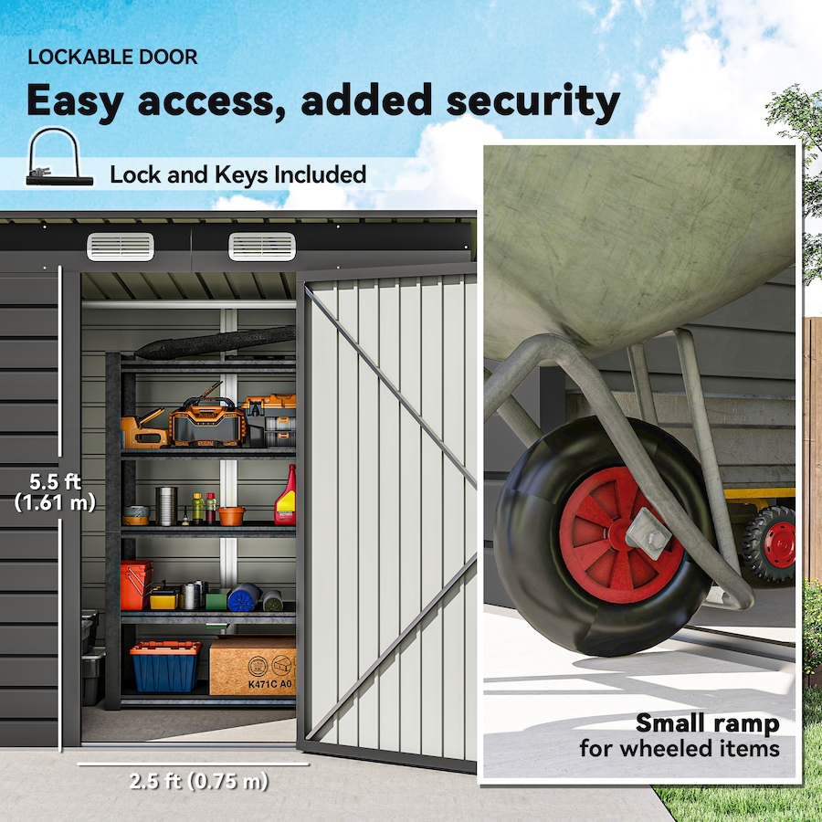 Image 982247_ALTMORE5.jpg, Product 982-247 / Price $309.99 - $319.99, Outsunny Outdoor Storage Shed, Galvanized Metal Garden Shed from Outsunny on TSC.ca's Home & Garden department
