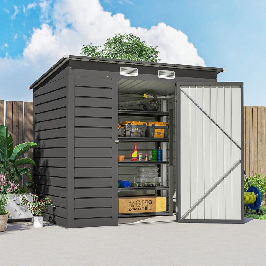 Image 982247_ALTMORE8.jpg, Product 982-247 / Price $309.99 - $319.99, Outsunny Outdoor Storage Shed, Galvanized Metal Garden Shed from Outsunny on TSC.ca's Home & Garden department