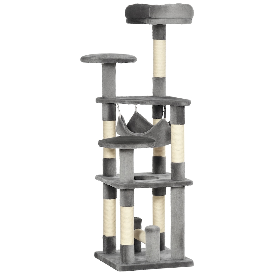 Image 982282.png, Product 982-282 / Price $79.99, PawHut Cat Tree Multi-Level Tower with Hammock, Grey 52" from PawHut on TSC.ca's Home & Garden department