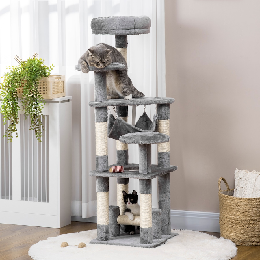 Image 982282_ALTMORE1.jpg, Product 982-282 / Price $79.99, PawHut Cat Tree Multi-Level Tower with Hammock, Grey 52" from PawHut on TSC.ca's Home & Garden department