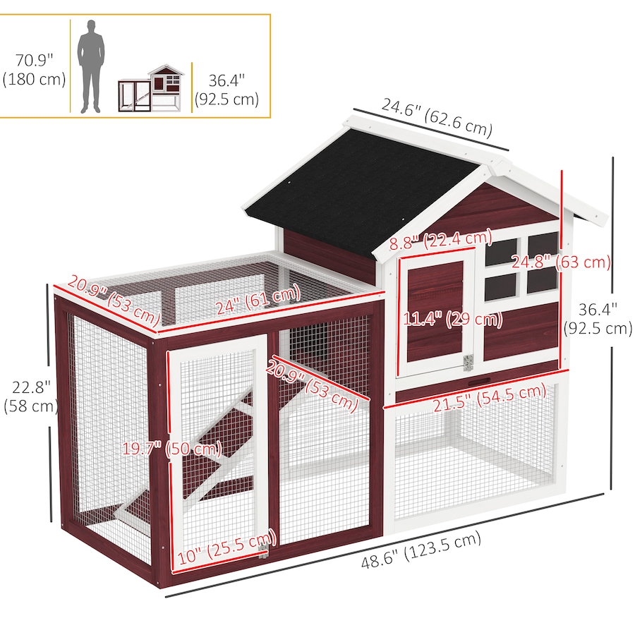 Image 982289_ALTMORE2.jpg, Product 982-289 / Price $168.99, PawHut Wooden Rabbit Hutch Weatherproof with Screened Run Brown 49" from PawHut on TSC.ca's Home & Garden department