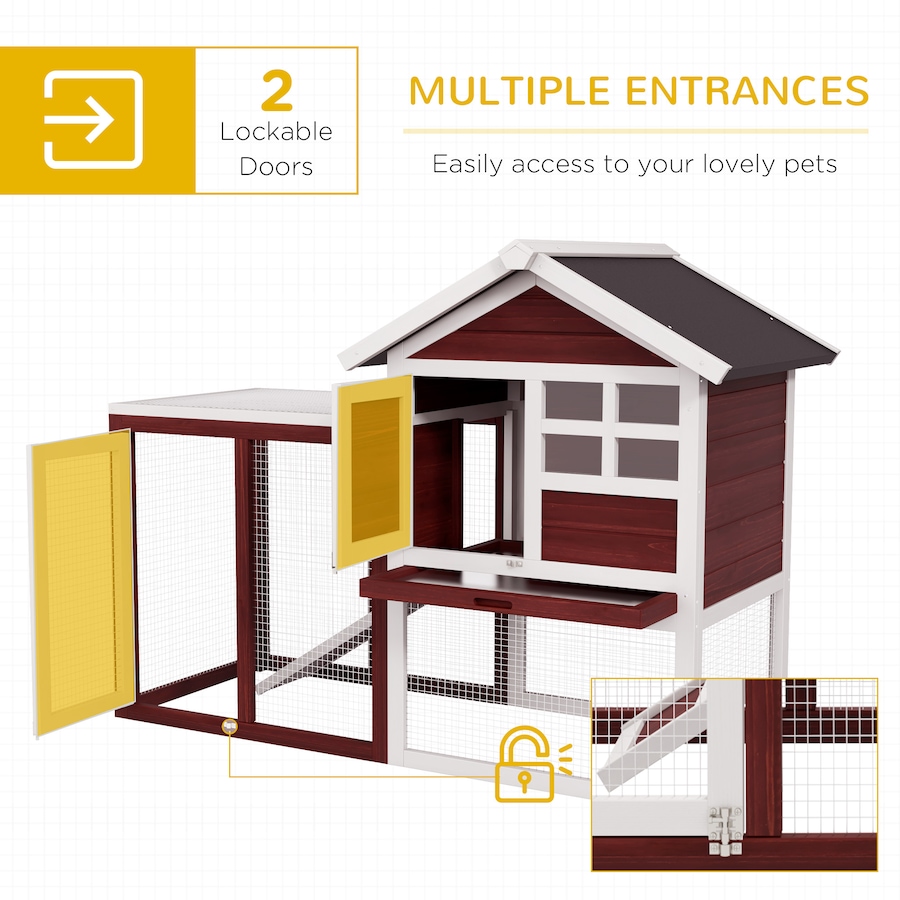 Image 982289_ALTMORE4.jpg, Product 982-289 / Price $168.99, PawHut Wooden Rabbit Hutch Weatherproof with Screened Run Brown 49" from PawHut on TSC.ca's Home & Garden department