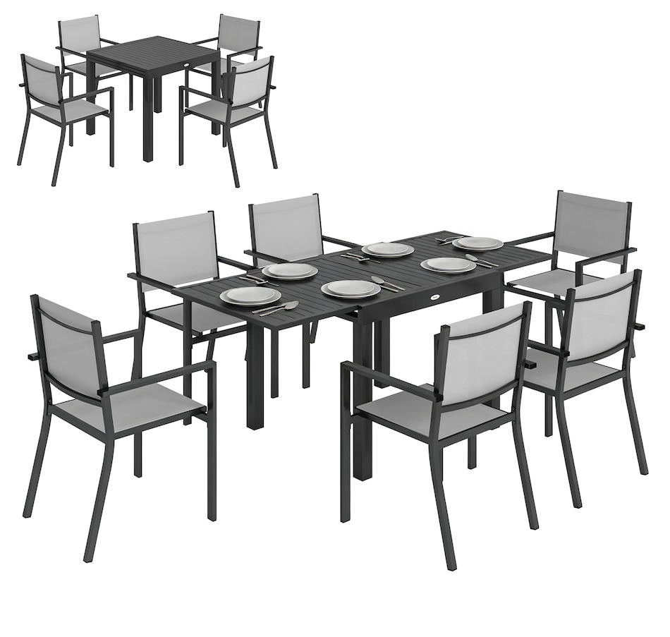 Image 982303.jpg, Product 982-303 / Price $699.99, Outsunny 7 Pieces Aluminum Outdoor Dining Set with Extendable Tabletop from Outsunny on TSC.ca's Home & Garden department