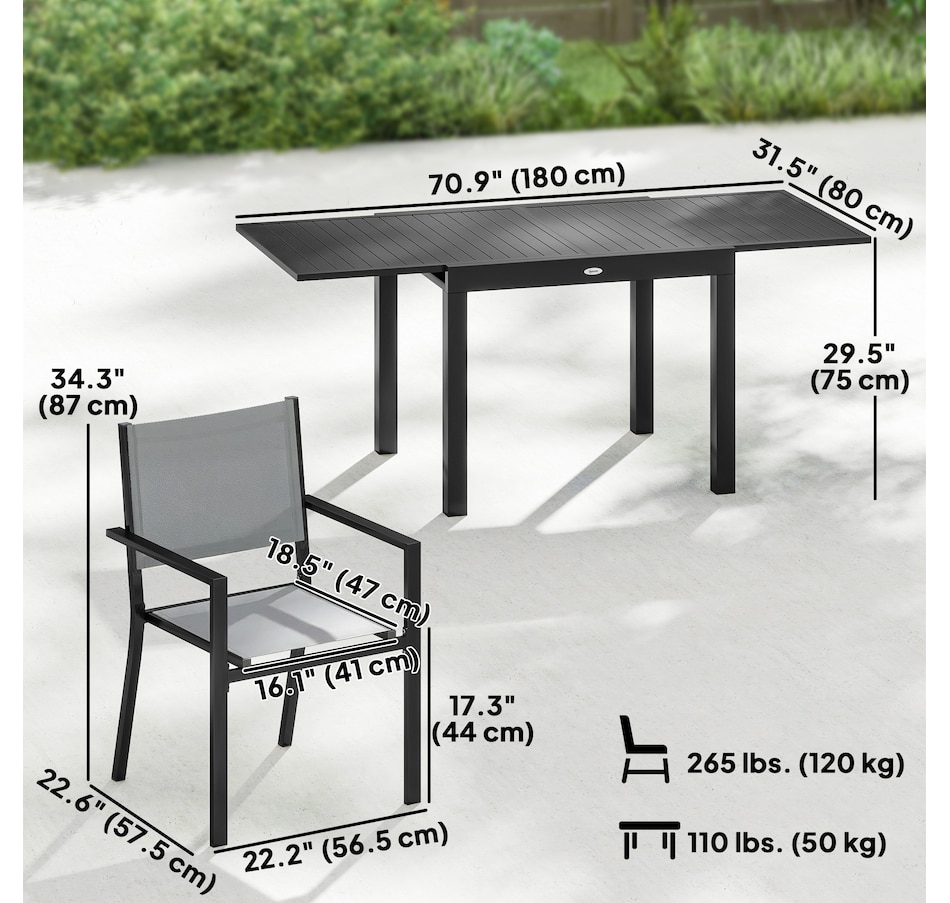 Image 982303_ALTMORE2.jpg, Product 982-303 / Price $699.99, Outsunny 7 Pieces Aluminum Outdoor Dining Set with Extendable Tabletop from Outsunny on TSC.ca's Home & Garden department