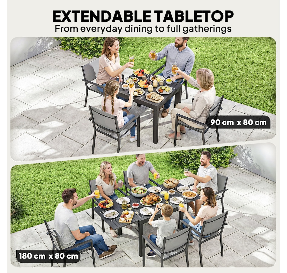 Image 982303_ALTMORE3.jpg, Product 982-303 / Price $699.99, Outsunny 7 Pieces Aluminum Outdoor Dining Set with Extendable Tabletop from Outsunny on TSC.ca's Home & Garden department