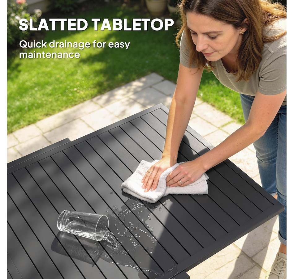 Image 982303_ALTMORE5.jpg, Product 982-303 / Price $699.99, Outsunny 7 Pieces Aluminum Outdoor Dining Set with Extendable Tabletop from Outsunny on TSC.ca's Home & Garden department