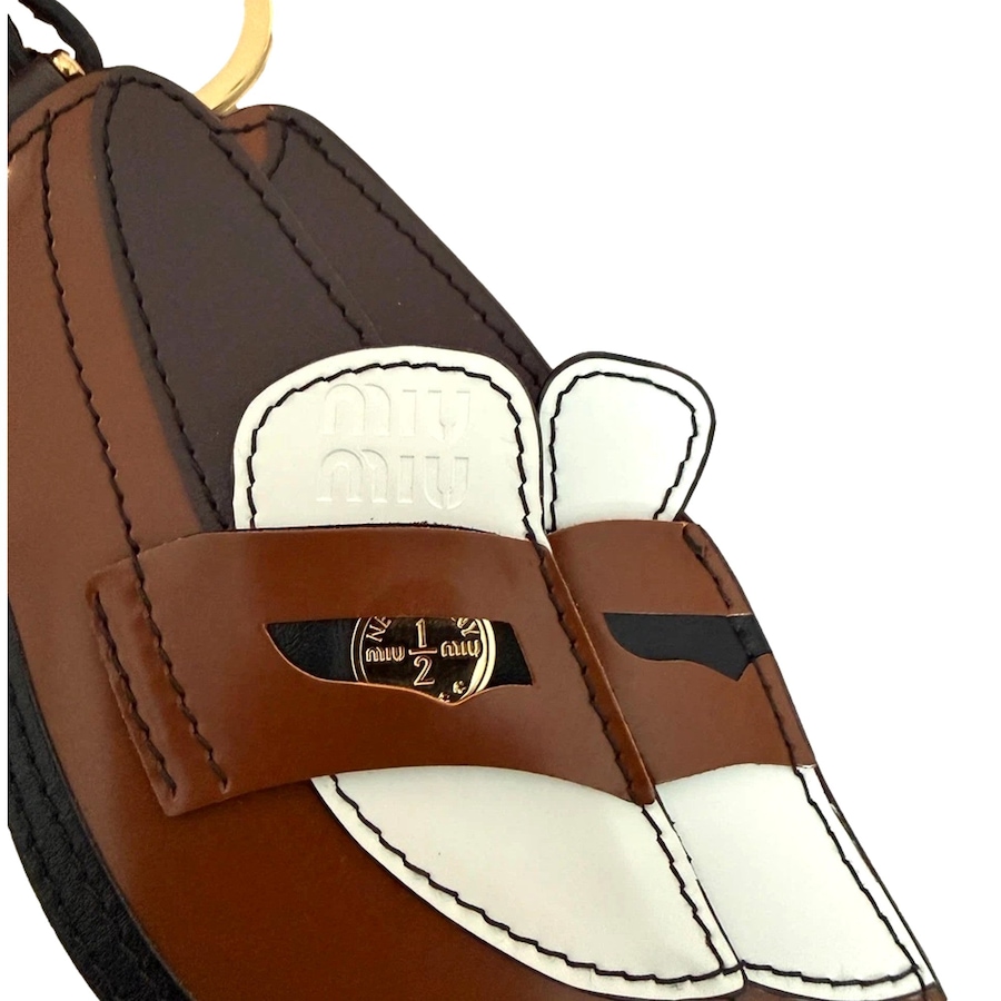 Image 982308_ALTMORE2.jpg, Product 982-308 / Price $875.00, Miu Miu Penny Loafer Leather Bag Charm Brown and White from Miu Miu on TSC.ca's Fashion department