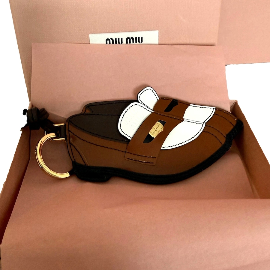 Image 982308_ALTMORE3.jpg, Product 982-308 / Price $875.00, Miu Miu Penny Loafer Leather Bag Charm Brown and White from Miu Miu on TSC.ca's Fashion department