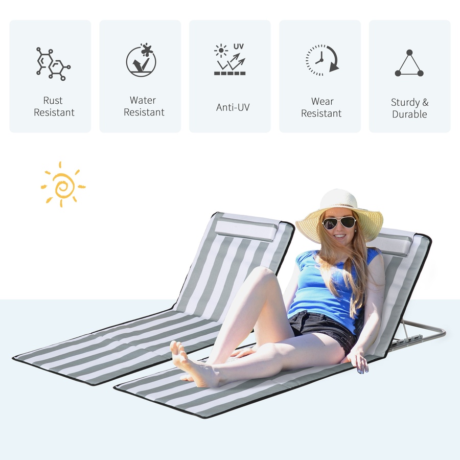 Image 982329_ALTMORE20.jpg, Product 982-329 / Price $59.99, Outsunny 2 Pieces Outdoor Beach Lounge Chair from Outsunny on TSC.ca's Health & Fitness department