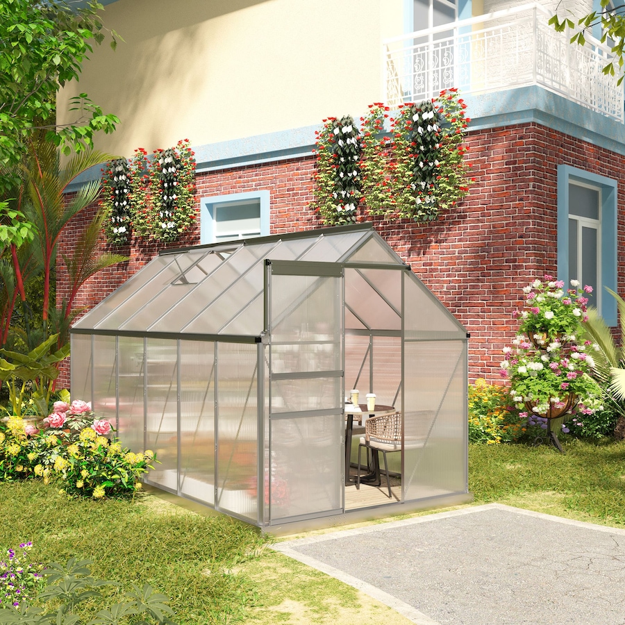 Image 982332_ALTMORE10.jpg, Product 982-332 / Price $239.99 - $499.99, Outsunny Polycarbonate Walk-in Garden Greenhouse w/ Sliding Door Clear from Outsunny on TSC.ca's Home & Garden department
