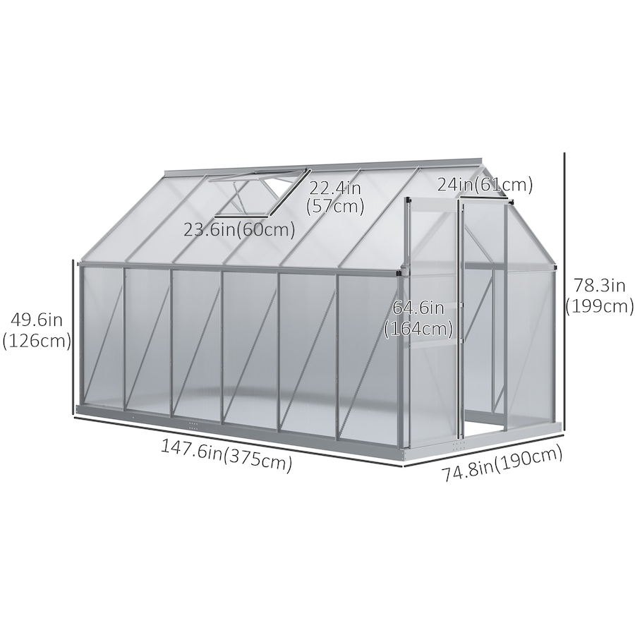 Image 982332_ALTMORE11.jpg, Product 982-332 / Price $239.99 - $499.99, Outsunny Polycarbonate Walk-in Garden Greenhouse w/ Sliding Door Clear from Outsunny on TSC.ca's Home & Garden department