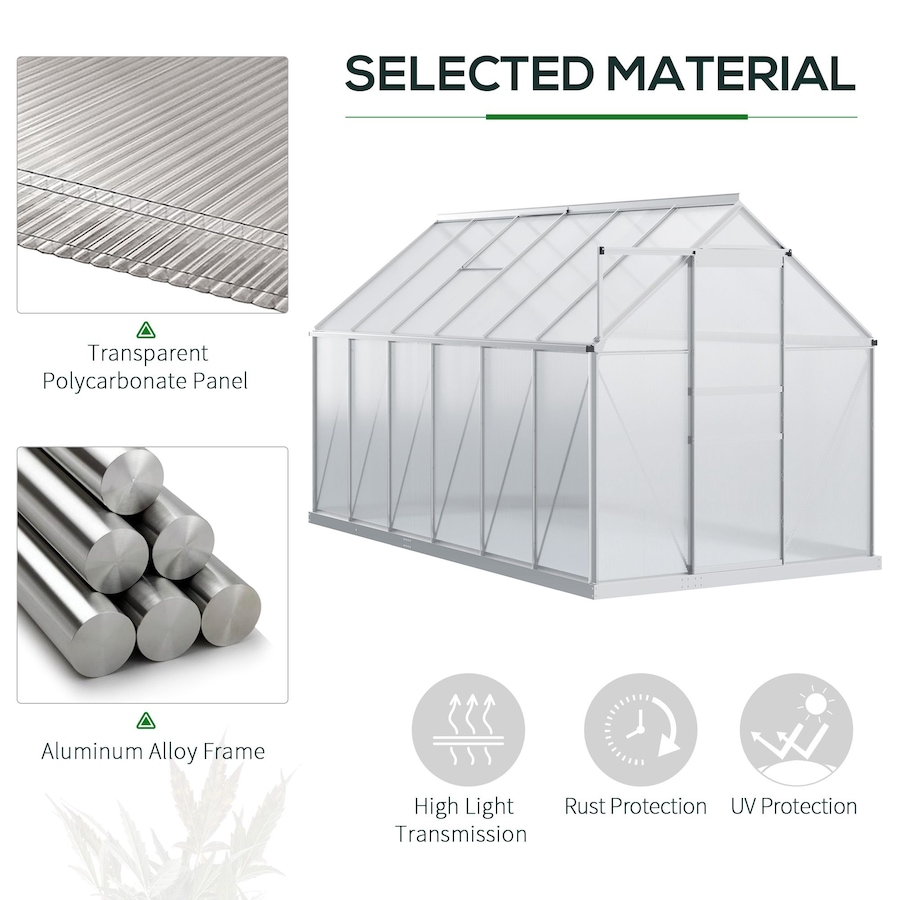 Image 982332_ALTMORE12.jpg, Product 982-332 / Price $239.99 - $499.99, Outsunny Polycarbonate Walk-in Garden Greenhouse w/ Sliding Door Clear from Outsunny on TSC.ca's Home & Garden department