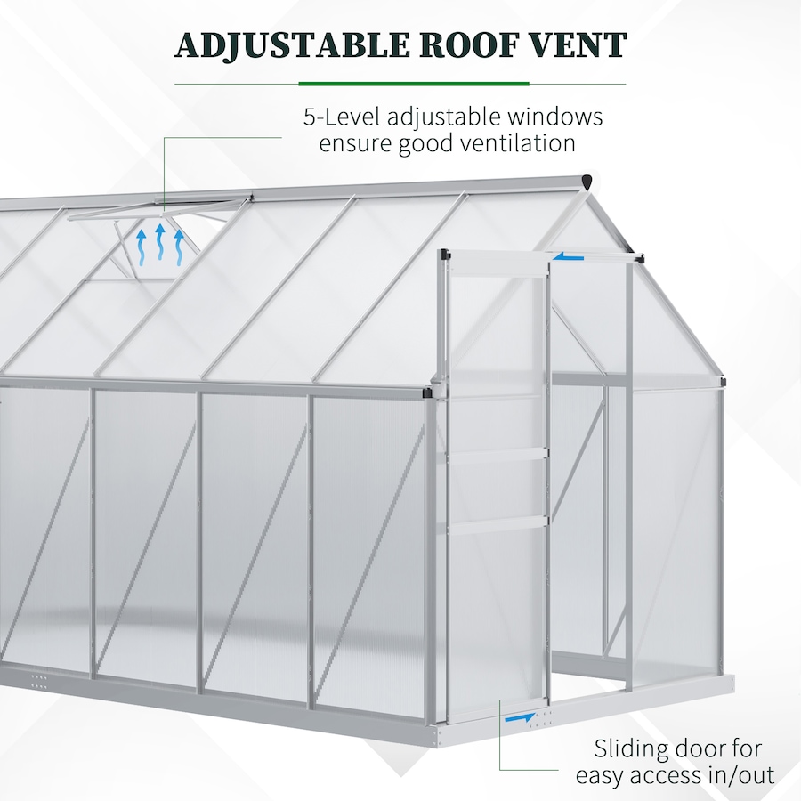 Image 982332_ALTMORE13.jpg, Product 982-332 / Price $239.99 - $499.99, Outsunny Polycarbonate Walk-in Garden Greenhouse w/ Sliding Door Clear from Outsunny on TSC.ca's Home & Garden department