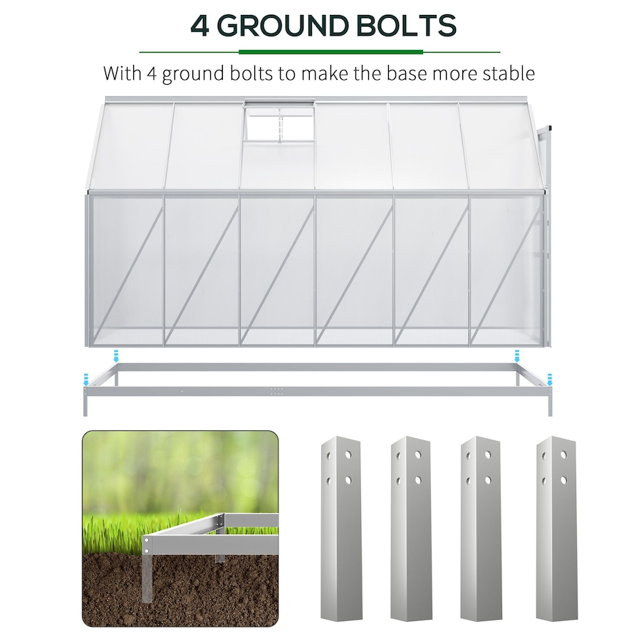 Image 982332_ALTMORE14.jpg, Product 982-332 / Price $239.99 - $499.99, Outsunny Polycarbonate Walk-in Garden Greenhouse w/ Sliding Door Clear from Outsunny on TSC.ca's Home & Garden department