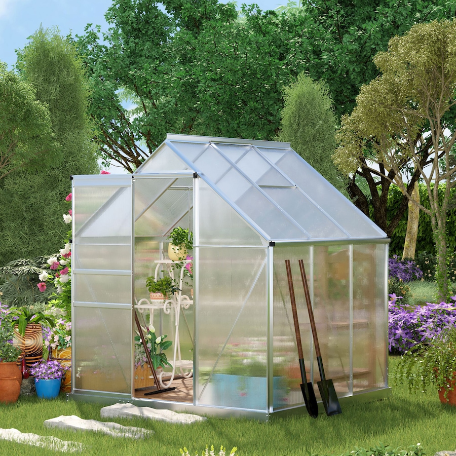 Image 982332_ALTMORE15.jpg, Product 982-332 / Price $239.99 - $499.99, Outsunny Polycarbonate Walk-in Garden Greenhouse w/ Sliding Door Clear from Outsunny on TSC.ca's Home & Garden department