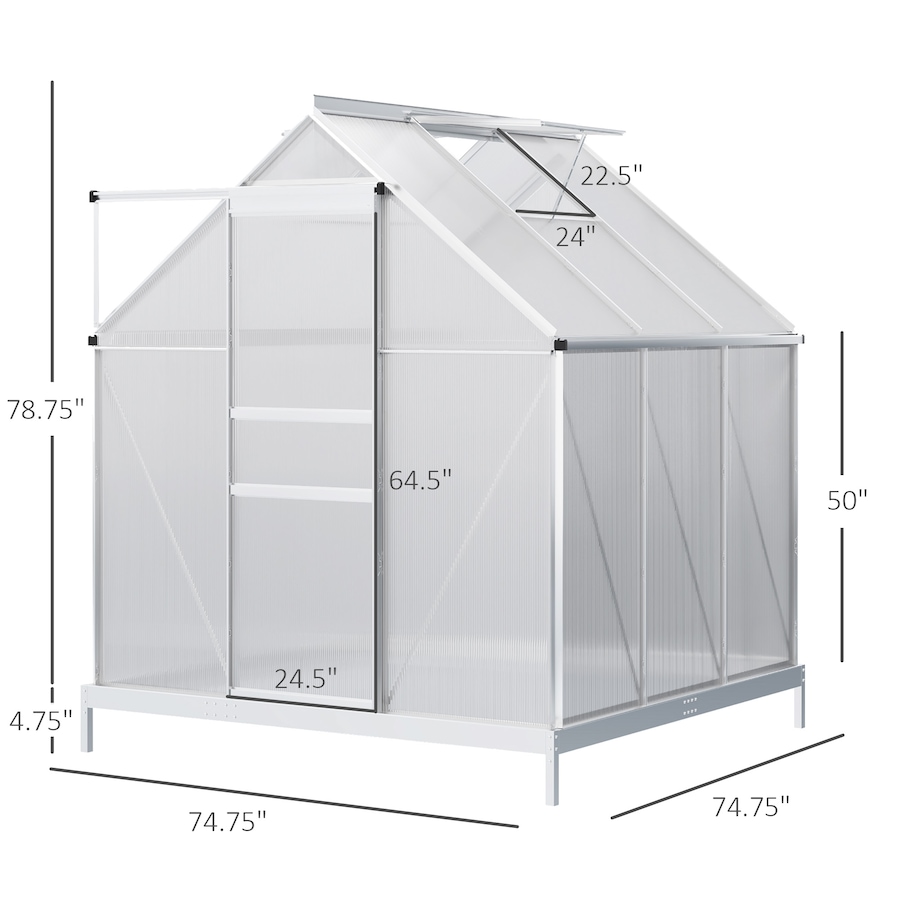 Image 982332_ALTMORE16.jpg, Product 982-332 / Price $239.99 - $499.99, Outsunny Polycarbonate Walk-in Garden Greenhouse w/ Sliding Door Clear from Outsunny on TSC.ca's Home & Garden department