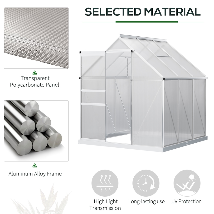 Image 982332_ALTMORE17.jpg, Product 982-332 / Price $239.99 - $499.99, Outsunny Polycarbonate Walk-in Garden Greenhouse w/ Sliding Door Clear from Outsunny on TSC.ca's Home & Garden department